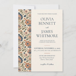 Invitación Terracotta Navy Patterned Floral Wedding