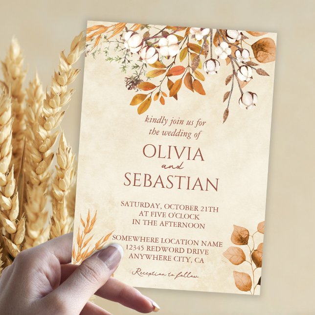 Invitación Terracotta otoño deja Boho otoño Wedding (Subido por el creador)