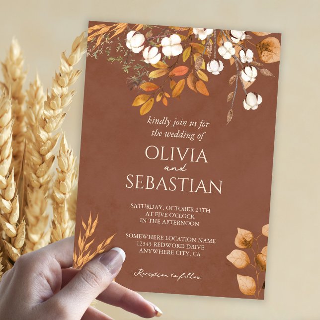 Invitación Terracotta otoño deja Boho otoño Wedding (Subido por el creador)