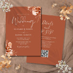Invitación Terracotta otoño otoño Floral QR Boda de código<br><div class="desc">Esta elegante invitación a la boda de otoño puede ser personalizada con su información en tipografía de moda con los detalles de su sitio web boda y su código QR al revés. Diseñado por Thisisnotme©</div>