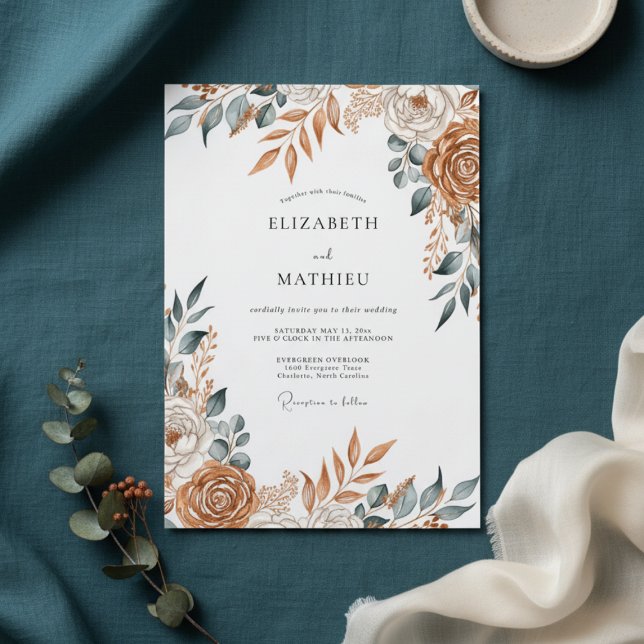 Invitación Terracotta Painterly Floral Wedding (Subido por el creador)