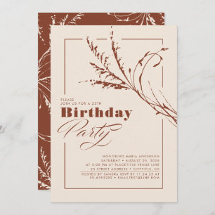 Invitación Terracotta Pampas Fiesta de cumpleaños moderna