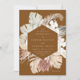 Invitación Terracotta Pampas Grasa Seca Selva Floral