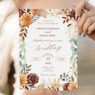 Invitación Terracotta Pampas Grass Boho Rust Boda