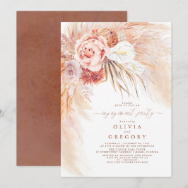 Invitación Terracotta Pampas Grass Floral Engagement Party
