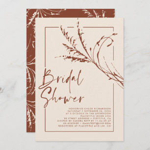 Invitación Terracotta Pampas Grass Moderno Boho Bridal Shower