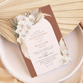 Invitación Terracotta Pampas Grass Orchids Tropical Boda