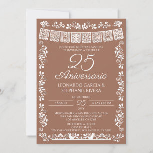 Invitación Terracotta Papel Picado 25 Aniversario