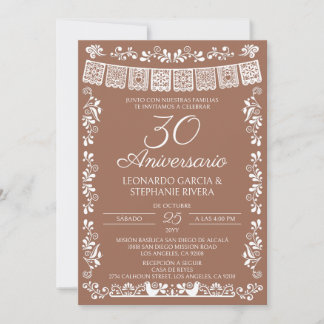 Invitación Terracotta Papel Picado 30.º Aniversario