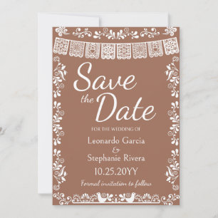 Invitación Terracotta Papel Picado Boda Guardar la Fecha