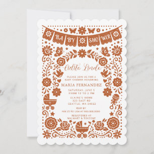 Invitación Terracotta Papel Picado Cielito Lindo Baby Shower