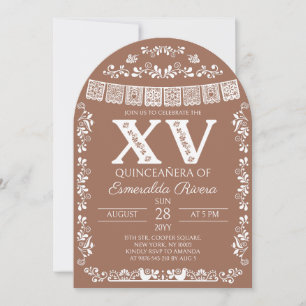 Invitación Terracotta Papel Picado Quinceañera Cumpleaños 15