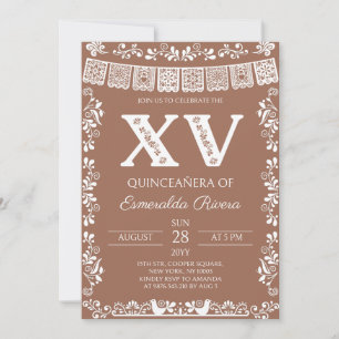 Invitación Terracotta Papel Picado Quinceañera Cumpleaños XV