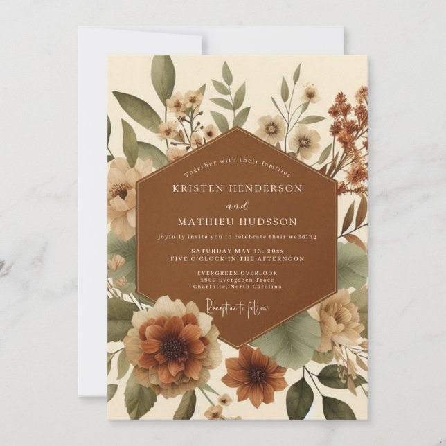 Invitación Terracotta Pastoral Bloom Wedding (Anverso)