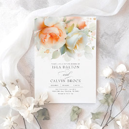 Invitación Terracotta Peach y White Flowers Boho Boda