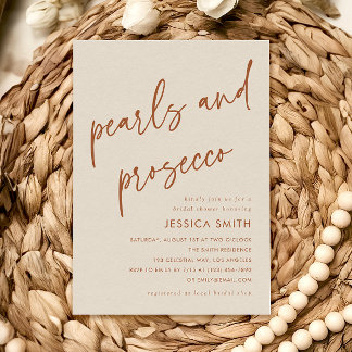 Invitación Terracotta Pearls and Prosecco Bridal Shower