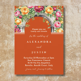Invitación Terracotta Peony Rosas Boda de Arco Floral