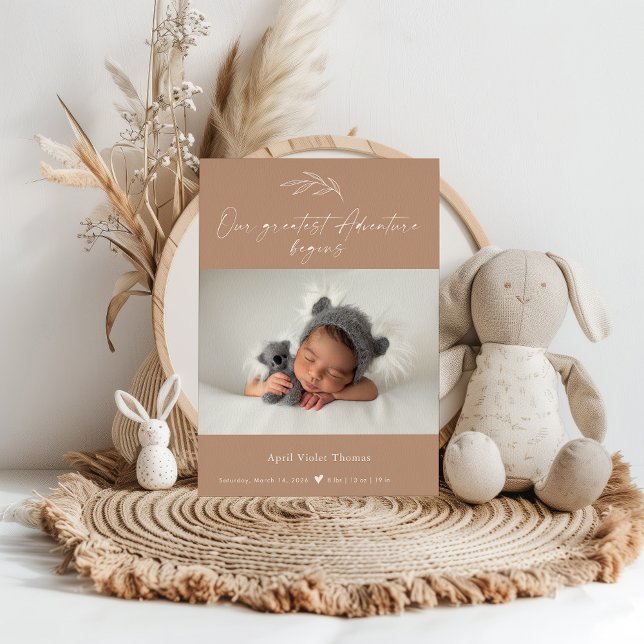 Invitación Terracotta Photo Baby Announcement Card (Subido por el creador)