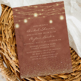 Invitación Terracotta Purpurina Dorado String Light Bridal Sh
