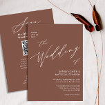 Invitación Terracotta QR Code All In One Elegant Wedding<br><div class="desc">Terracotta Elegant Script QR Code Todo En Una Tarjeta De Invitación De Boda Minimalista. Celebra tu día especial con esta elegante y hermosa tarjeta de invitación a la boda para embellecer tu ocasión especial. Todos los textos están preorganizados para que puedas personalizarlos fácil y rápidamente con tus propios detalles. Si...</div>