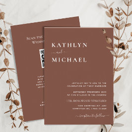 Invitación Terracotta QR Code Todo En Un Boda De Moda Moderno