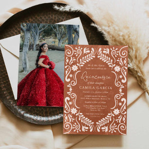 Invitación Terracotta Quinceañera Papel Picado Foto