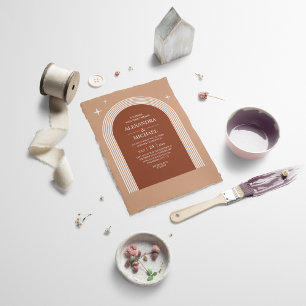 Invitación Terracotta Resumen Naranja Arch Boda
