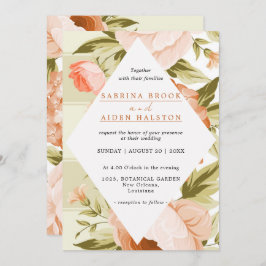 Invitación Terracotta Rosa floreciente Hidrangea Boda floral