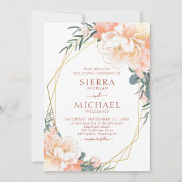 Invitación Terracotta Rubor Gold Peach Cream Floral Boda
