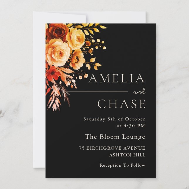 Invitación Terracotta Rubor Vintage Boda Floral (Anverso)