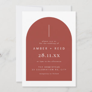 Invitación Terracotta Rust Arch Minimalista Boda