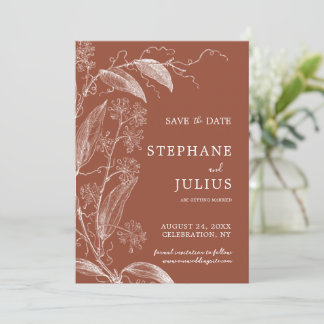 Invitación Terracotta Rust Botanical Save the Date Invitation