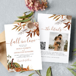 Invitación Terracotta rust deja boho flor otoño boda