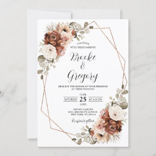 Invitación Terracotta Rust Pampas Grass Rustic Boho Boda