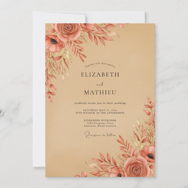 Invitación Terracotta Rustic Autumnal Wedding (Anverso)