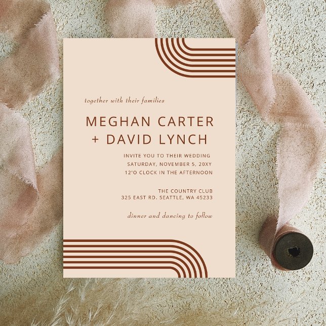Invitación Terracotta Rustic Boho Arqueado Boda moderno (Subido por el creador)