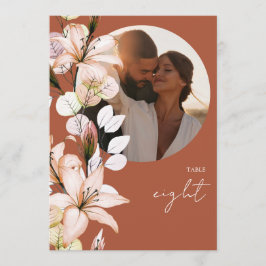Invitación Terracotta Rustic Boho Floral Photo Número de tabl