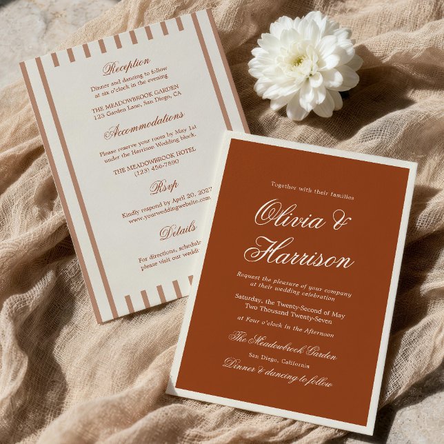 Invitación Terracotta Rustic Chic Modern Wedding Invitation (Subido por el creador)