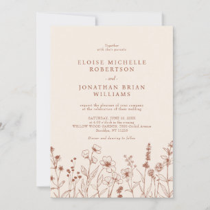 Invitación Terracotta Rustic Floral Fall Wildflower Boda