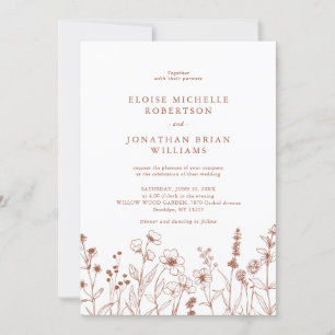 Invitación Terracotta Rustic Floral Fall Wildflower Boda