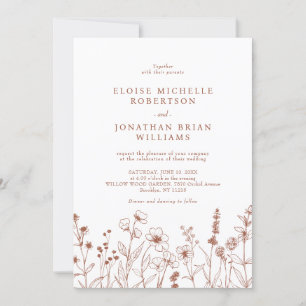 Invitación Terracotta Rustic Floral Fall Wildflower Boda