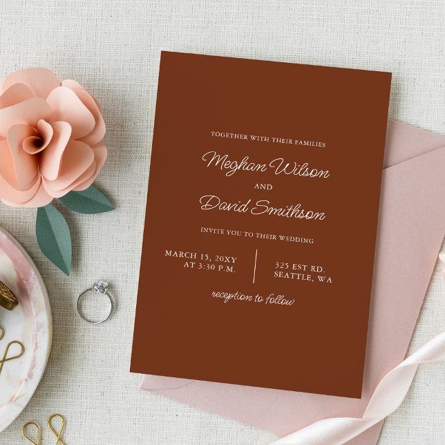 Invitación Terracotta Rustic Simple Moderno Boda (Subido por el creador)