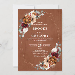 Invitación Terracotta Sage Burgundy Greenerenery Boda Geométr