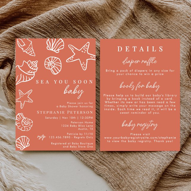 Invitación Terracotta Sea You Soon All In One Baby Shower (Subido por el creador)