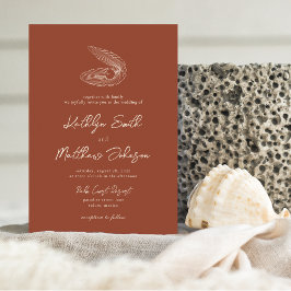 Invitación Terracotta Shell Beach Ocean Destination Wedding