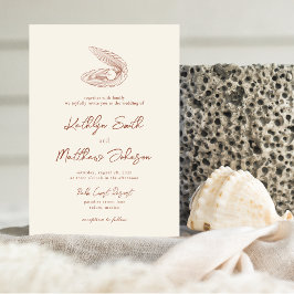 Invitación Terracotta Shell Beach Ocean Destination Wedding