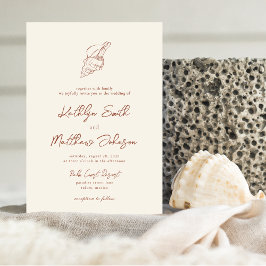 Invitación Terracotta Shell Beach Ocean Destination Wedding