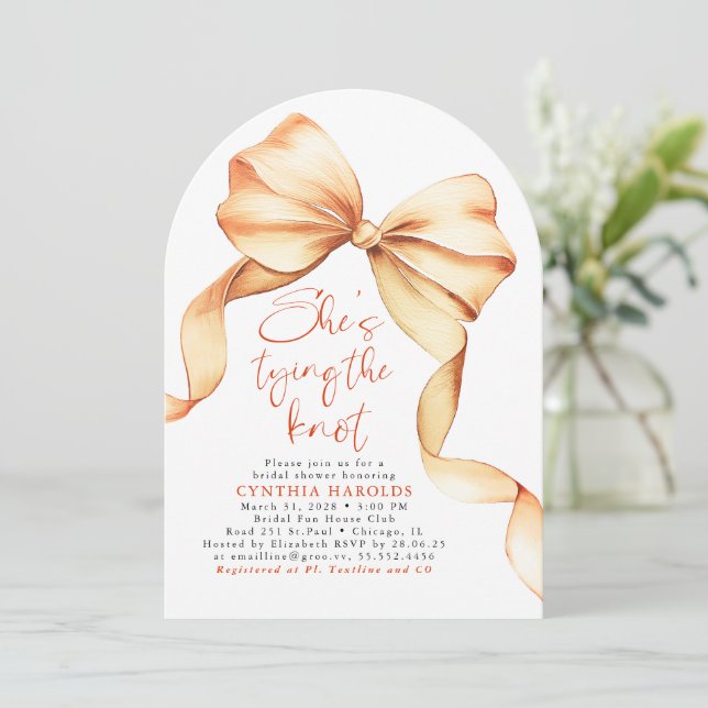 Invitación Terracotta Shes Tying the Knot Bridal Shower Photo (Anverso de pie)