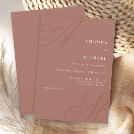 Invitación Terracotta simple elegante Boda monograma