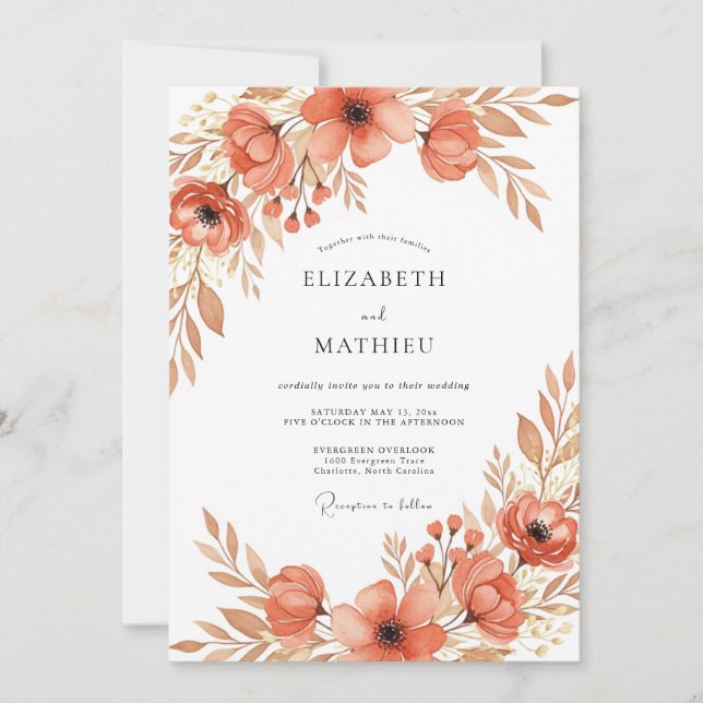 Invitación Terracotta Sophisticated Autumnal Wedding (Anverso)